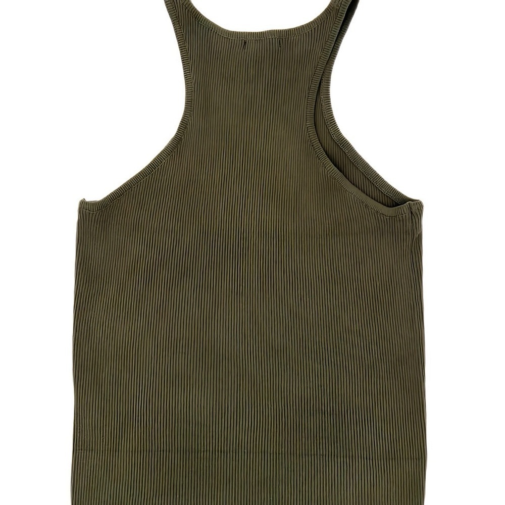 CAESCENT Olive Green Rib Stretch Sweater Racer Tank Top | Boutique | Size Large - Picture 3 of 6